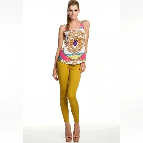 NWT Habitual Almas Zip Skinny Jean Tapestry Yellow Mustard Slim Jeans Sz 26 - Picture 4 of 16